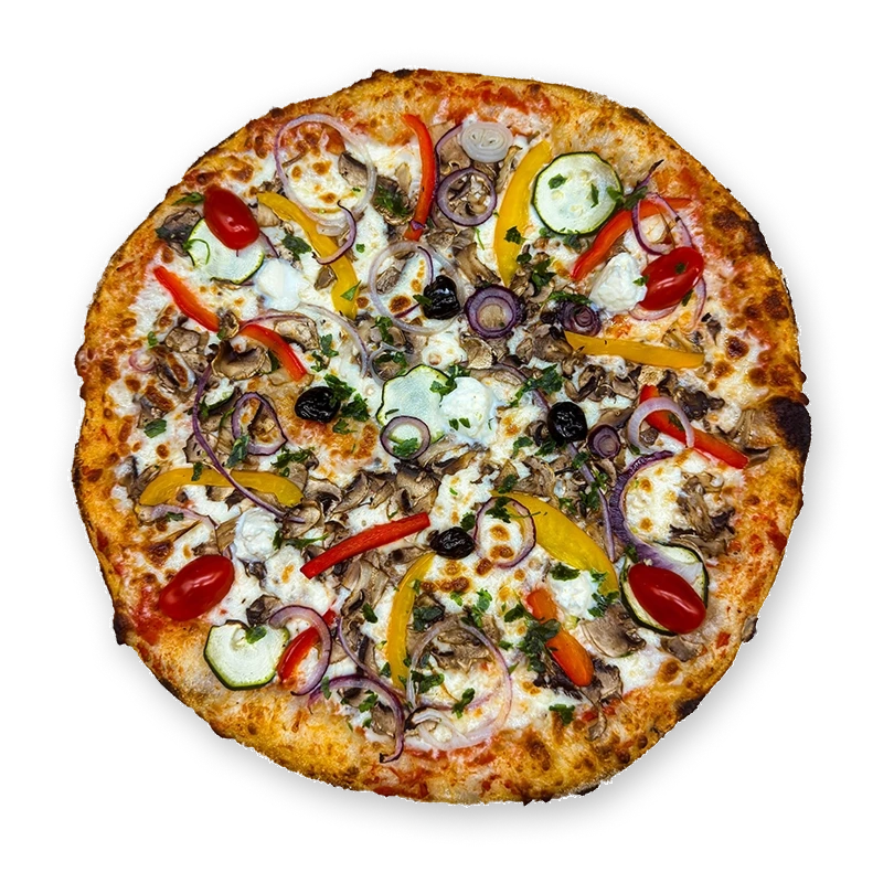 Pizza base tomate végétarienne